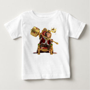 Camiseta De Bebé Rey Mono Divertido Durmiendo en Trono Real Dorado