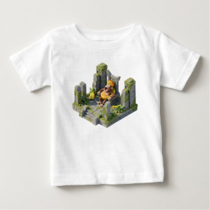 Camiseta De Bebé Rey Mono Isométrico 3D Bostezando sobre Antigua Pi