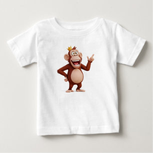 Camiseta De Bebé Rey Mono Personaje Señalando Arriba