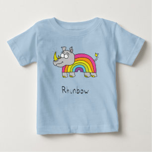 Camiseta De Bebé Rhinbow Rhino en la camiseta del bebé del niño arc