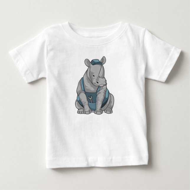 Camiseta De Bebé Rhino como artesano con llave (Anverso)