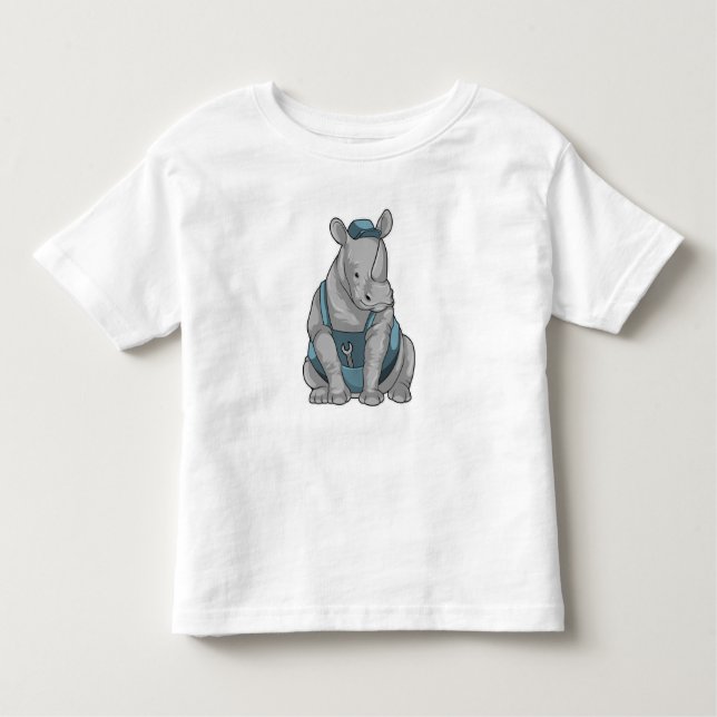 Camiseta De Bebé Rhino como artesano con llave (Anverso)