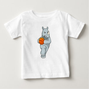 Camiseta De Bebé Rhino como jugador de baloncesto con baloncesto