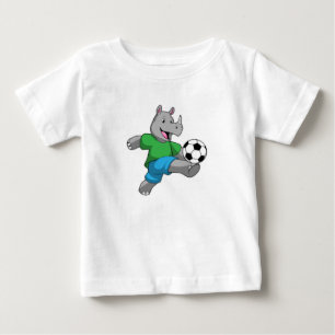Camiseta De Bebé Rhino como jugador de fútbol con fútbol
