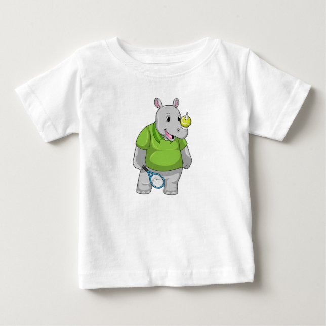 Camiseta De Bebé Rhino en el tenis con baile de tenis (Anverso)