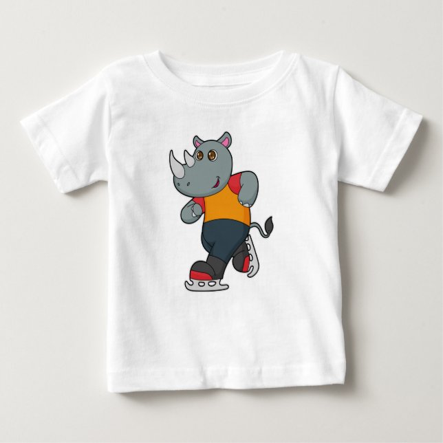 Camiseta De Bebé Rhino en patinaje sobre hielo con patines de hielo (Anverso)