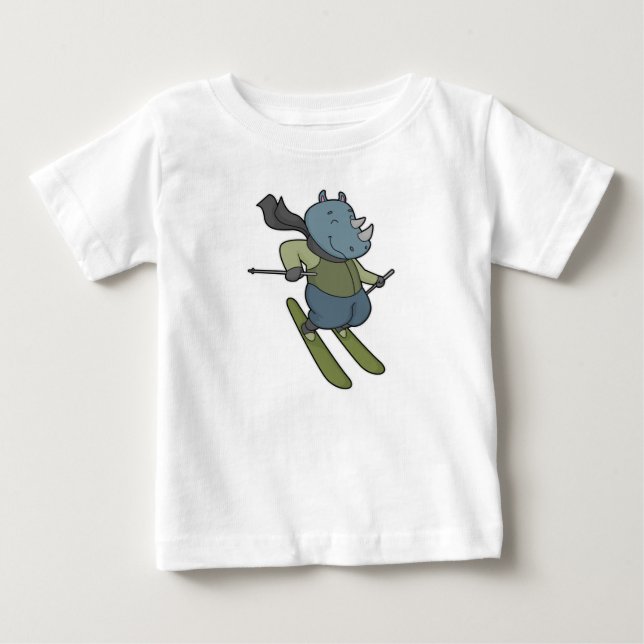 Camiseta De Bebé Rhino Skier Ski (Anverso)
