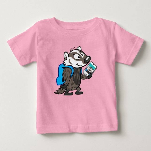 Camiseta De Bebé Ricky Raccoon | Selfie de Boomer Badger (Anverso)