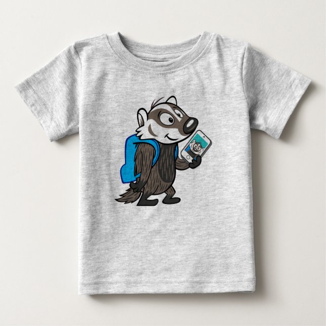 Camiseta De Bebé Ricky Raccoon | Selfie de Boomer Badger (Anverso)