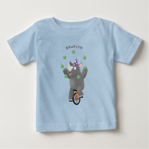 Camiseta De Bebé Rinocerontes divertidos y lindos en monociclo