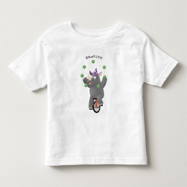 Camiseta De Bebé Rinocerontes divertidos y lindos en monociclo (Anverso)