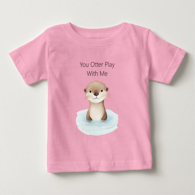 Camiseta De Bebé Río Azul Nutria Adorable   (Anverso)