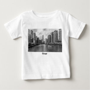 Camiseta De Bebé Río Chicago Y Trump Tower Grayscale Baby Shirt