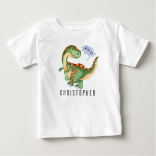 Camiseta De Bebé ROAR Cute Green Dinosaur Boys