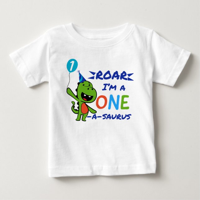 Camiseta De Bebé Roar, soy un One-A-Saurus , cumpleaños de dinosaur (Anverso)