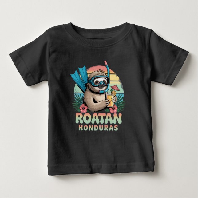 Camiseta De Bebé Roatan Honduras Sloth, Roatan Sloth, Roatan  (Anverso)