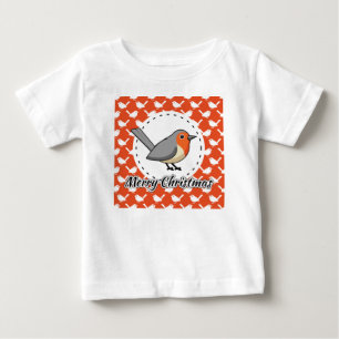 Camiseta De Bebé Robin sobre el patrón de pájaro blanco Naranja - F