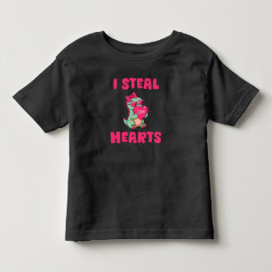 Camiseta De Bebé Robo Corazones San Valentín, Dinosaurio Divertido 