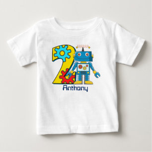 Camiseta De Bebé Robot 2.º Personalizado de cumpleaños