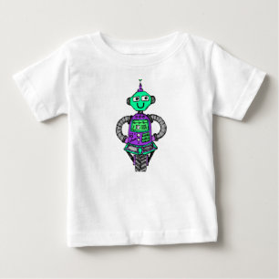 Camiseta De Bebé Robot arnie, morado y verde
