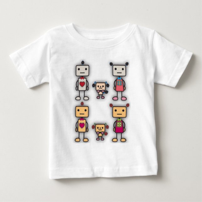 Camiseta De Bebé Robot Boy, Robot Chica, Robot Dog (Anverso)