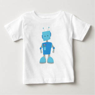 Camiseta De Bebé Robot Cute, Robot Funny, Robot Silly, Robot Blue