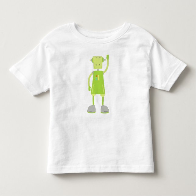Camiseta De Bebé Robot Cute, Robot Funny, Robot Silly, Robot Green (Anverso)