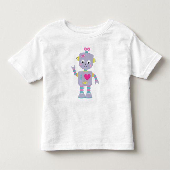 Camiseta De Bebé Robot Cute, Robot Purple, Robot Funny, Robot Silly (Anverso)