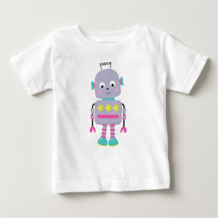 Camiseta De Bebé Robot Cute, Robot Silly, Robot Funny, Robot Purple