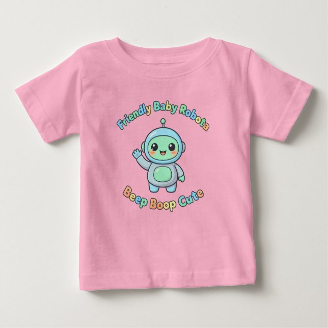 Camiseta De Bebé Robot de Algodón Divertido y Juguetón (Anverso)