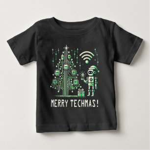 Camiseta De Bebé Robot de IA con árbol de Navidad tecnológico - Tec