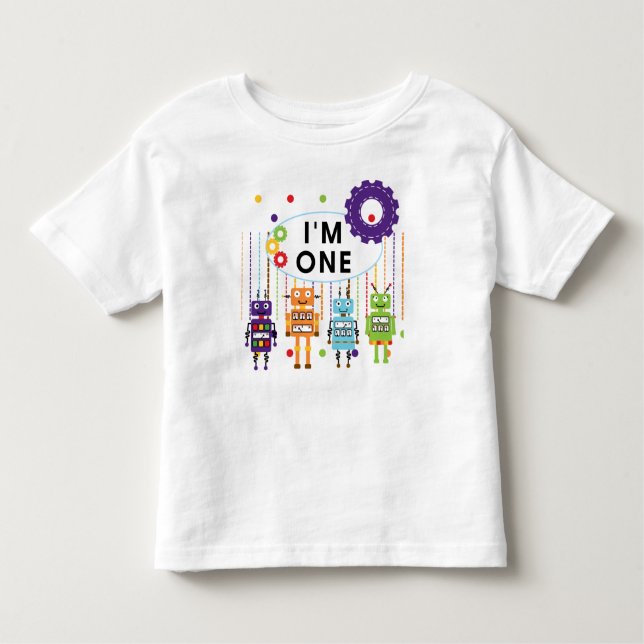 Camiseta De Bebé Robot First Birthday Tshirts y regalos (Anverso)