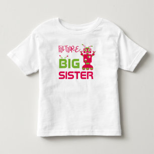 Camiseta De Bebé Robot Future Big Sister Kids Pink Cute Sibling