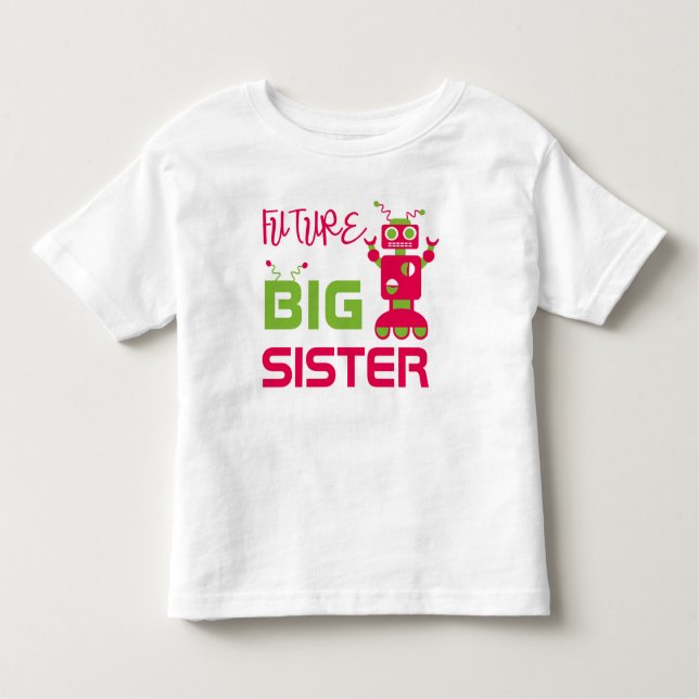 Camiseta De Bebé Robot Future Big Sister Kids Pink Cute Sibling (Anverso)