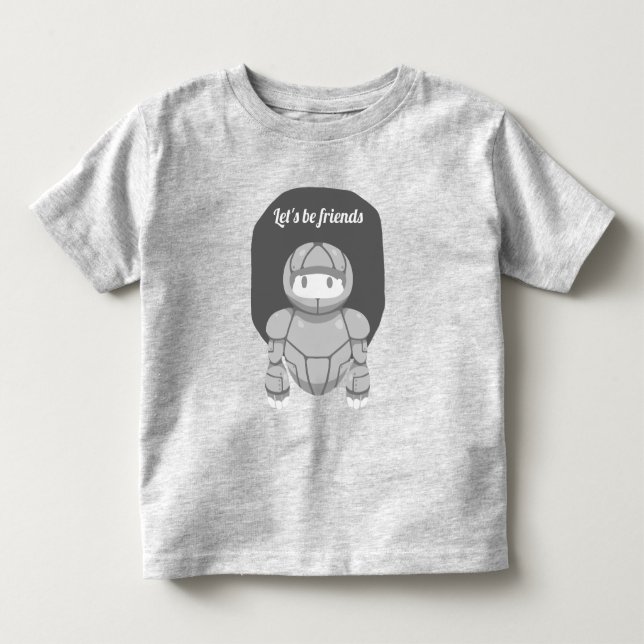 Camiseta De Bebé Robot gris sobre gris es amigable (Anverso)
