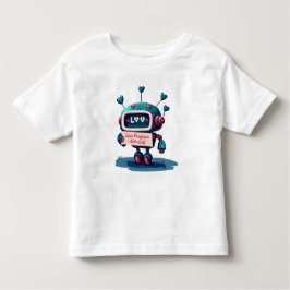 Camiseta De Bebé Robot lindo con corazones azules Valentín Mensajes