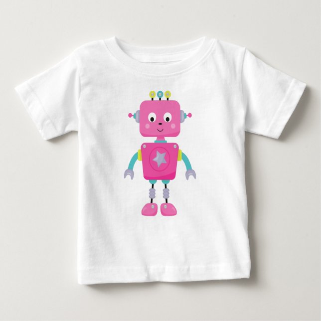 Camiseta De Bebé Robot lindo, robot gracioso, robot tonto, robot ro (Anverso)