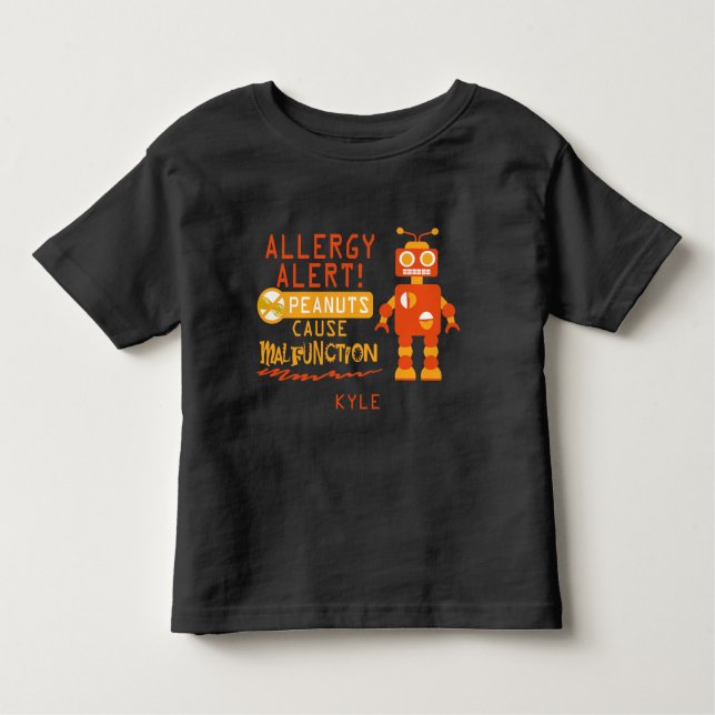 Camiseta De Bebé Robot Naranja de alerta de alergia de cacahuete pe (Anverso)