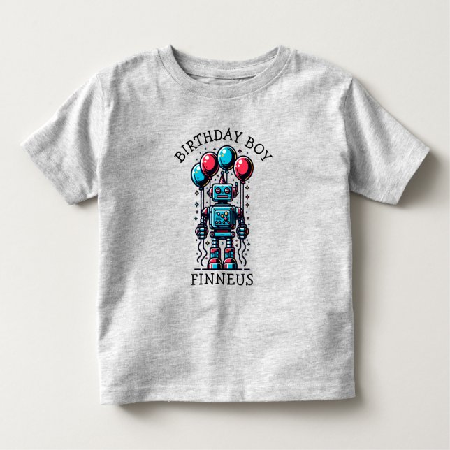 Camiseta De Bebé Robot Themed Birthday Boy (Anverso)