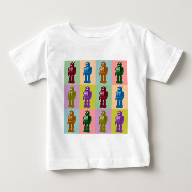 Camiseta De Bebé Robots del arte pop (Anverso)