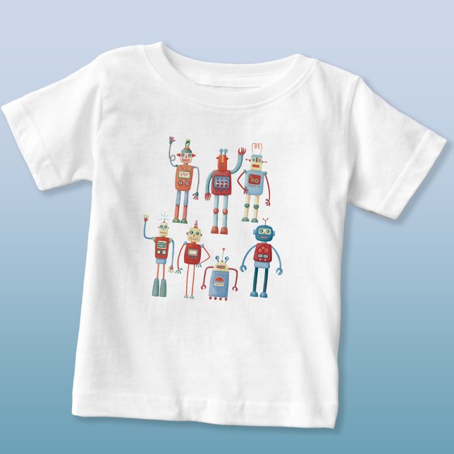 Camiseta De Bebé Robots retro al estilo de los años 50 (Fun retro robots t-shirt)