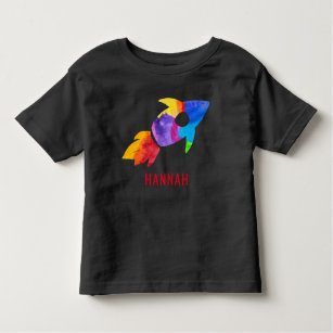Camiseta De Bebé Roca acuarela arcoíris Niños del espacio exterior