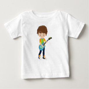 Camiseta De Bebé Rock Boy, Brown Hair, Guitarrista, Banda, Música