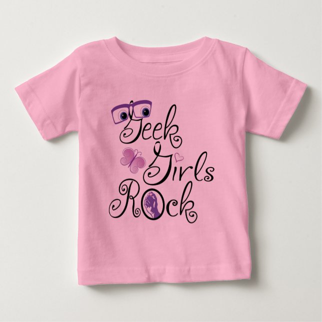 Camiseta De Bebé Rock de Chicas Geek (Anverso)