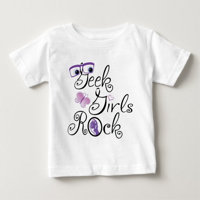 Camiseta De Bebé Rock de Chicas Geek (Anverso)