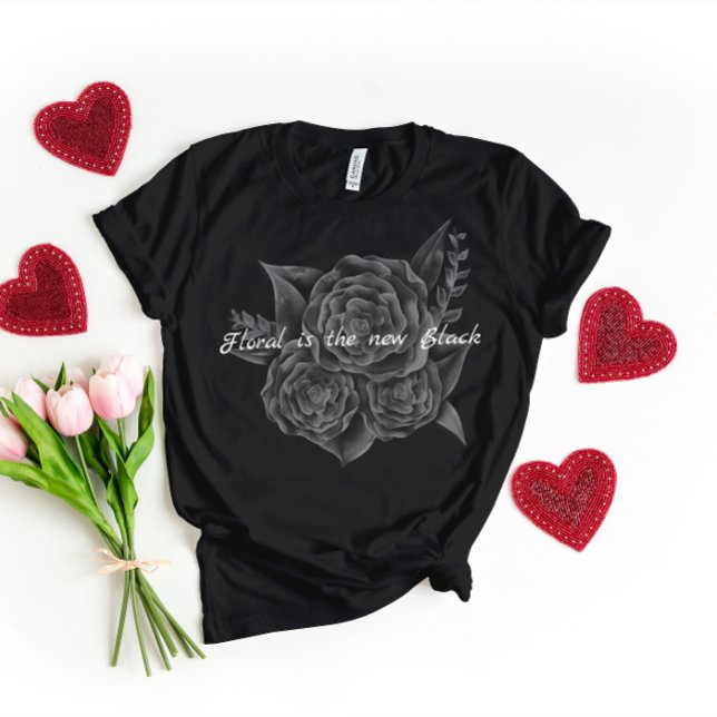 Camiseta De Bebé Rock n Rollo Negro Monocromático Floral (Subido por el creador)