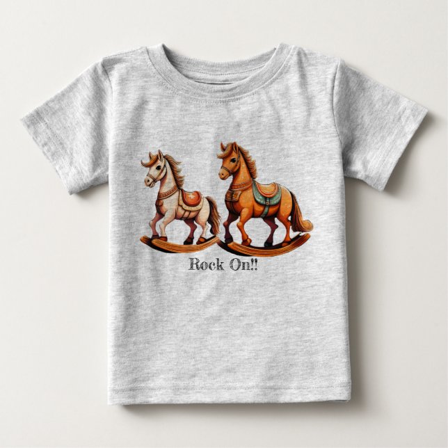 Camiseta De Bebé Rock On Rocking Horse (Anverso)