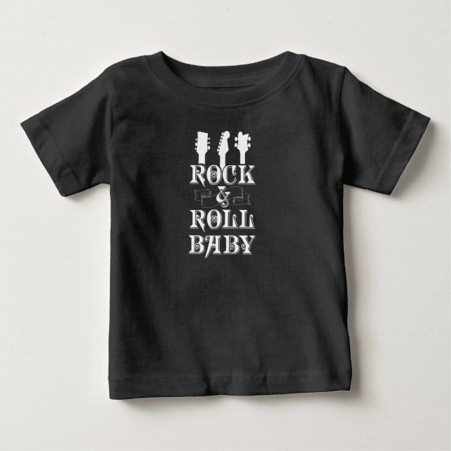 Camiseta De Bebé Rock & Roll Baby Guitar Kid Music Band Rocker (Anverso)