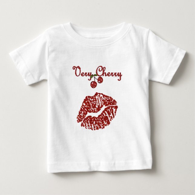 Camiseta De Bebé Rockabilly Muy Cherry Kiss (Anverso)