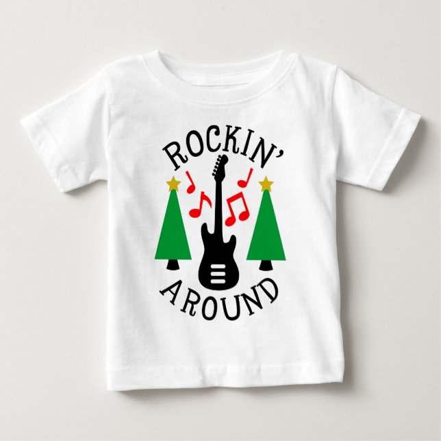 Camiseta De Bebé Rockin alrededor del árbol de Navidad (Anverso)